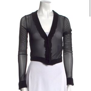 MM6 Maison Martin Margiela Sheer Black Cropped Cardigan